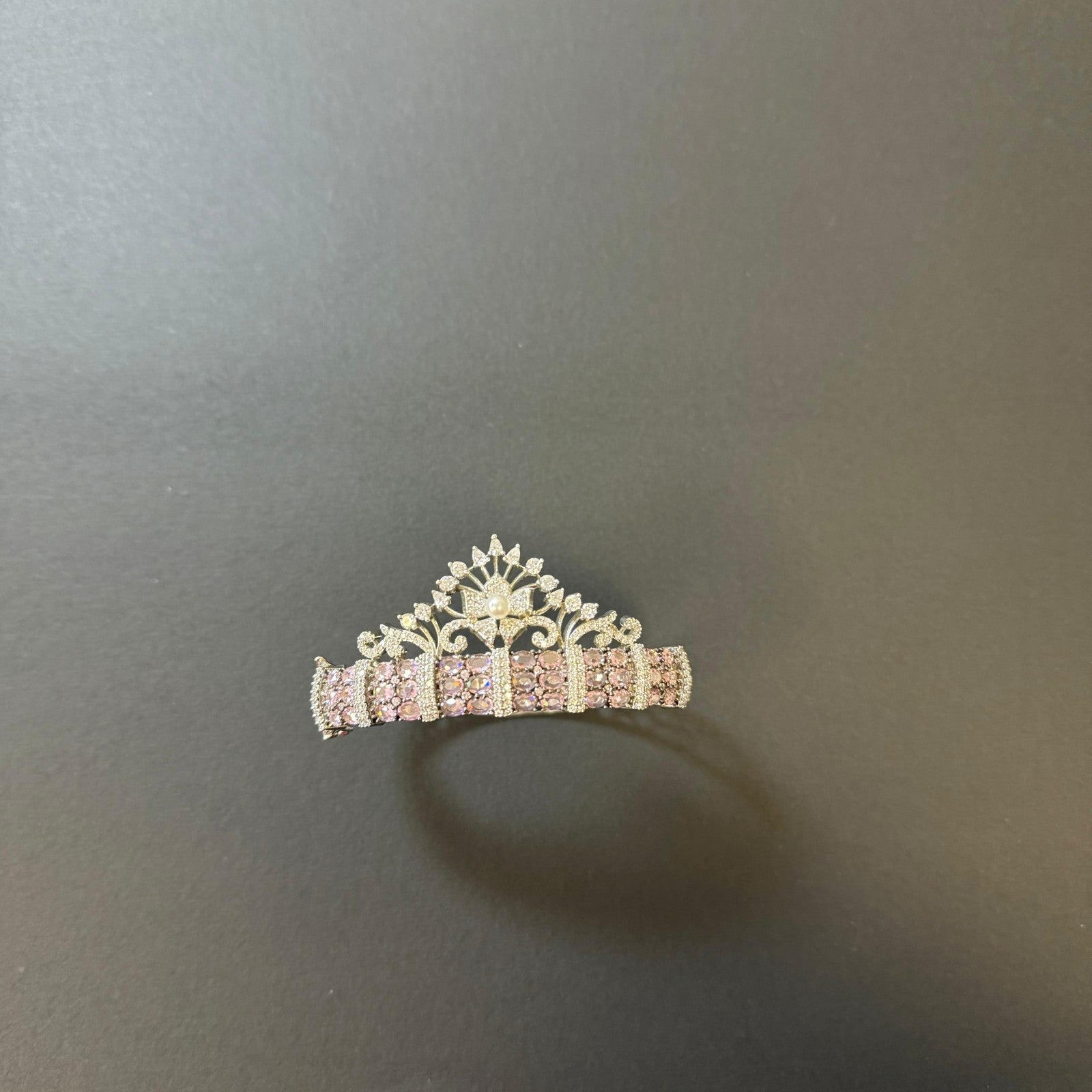 2.6 Silver Baby Pink Bracelet Stones Brass American Diamond Bangle Party Jewelry