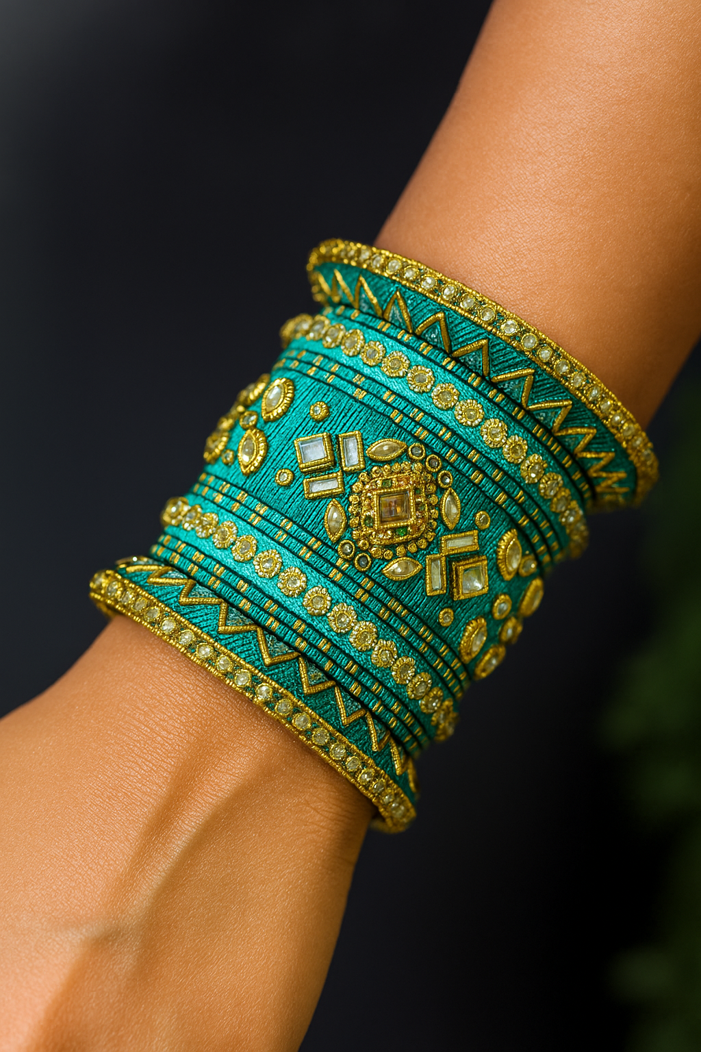 2.6 Teal Green Party Bangles Set Traditional Indian Wedding Churi  Jewelry Sets