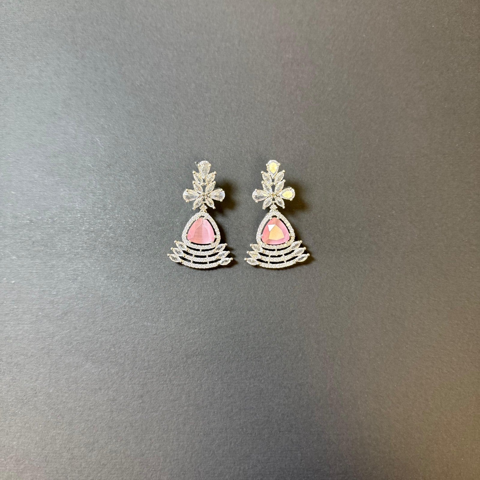 Elegant American Diamond Earrings Women Brass Silver Sparkling Party Wedding UK