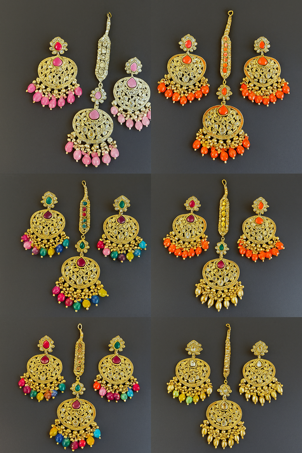 Maang Tikka Earrings Bridal Jewelry Sets Indian Inspired Bollywood Traditional