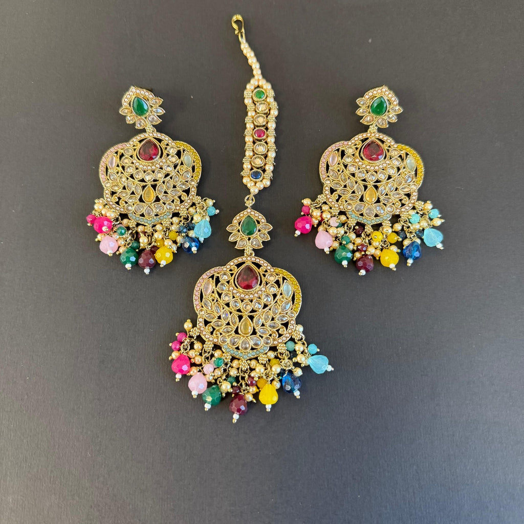Maang Tikka Earrings Bridal Jewelry Sets Indian Inspired Bollywood Traditional