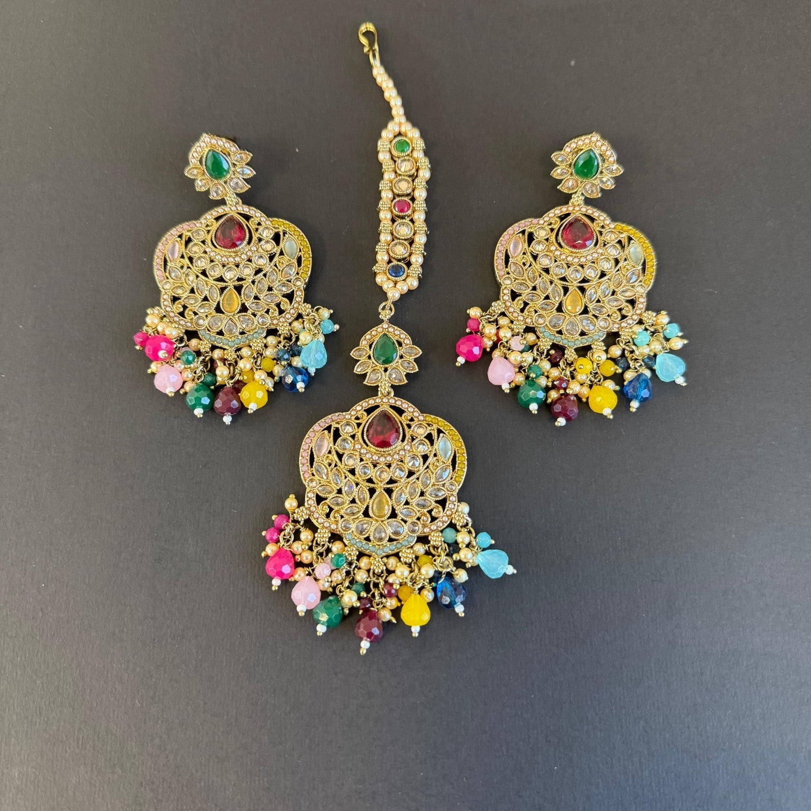 Maang Tikka Earrings Bridal Jewelry Sets Indian Inspired Bollywood Traditional
