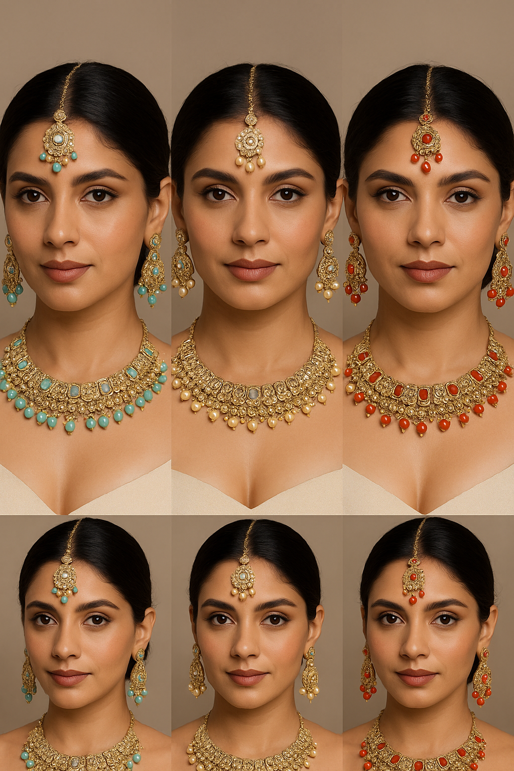 Traditional Indian Weeding Jewelry Set Choker Necklace w/ Earrings Maang Tikka