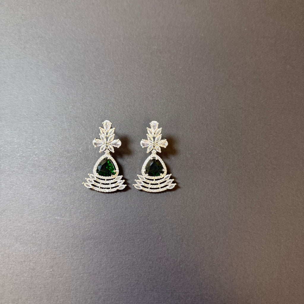 Elegant American Diamond Earrings Women Brass Silver Sparkling Party Wedding UK