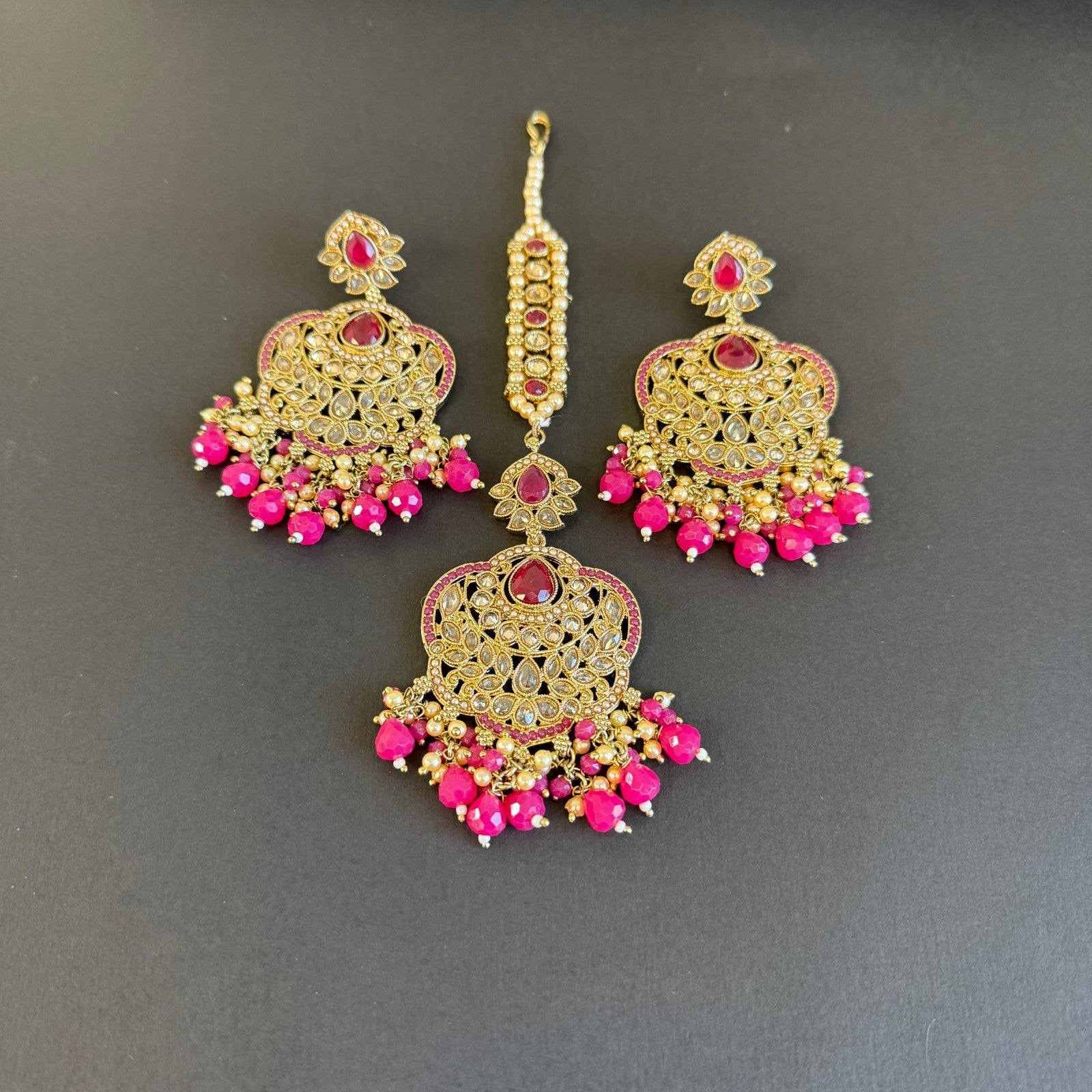 Maang Tikka Earrings Bridal Jewelry Sets Indian Inspired Bollywood Traditional
