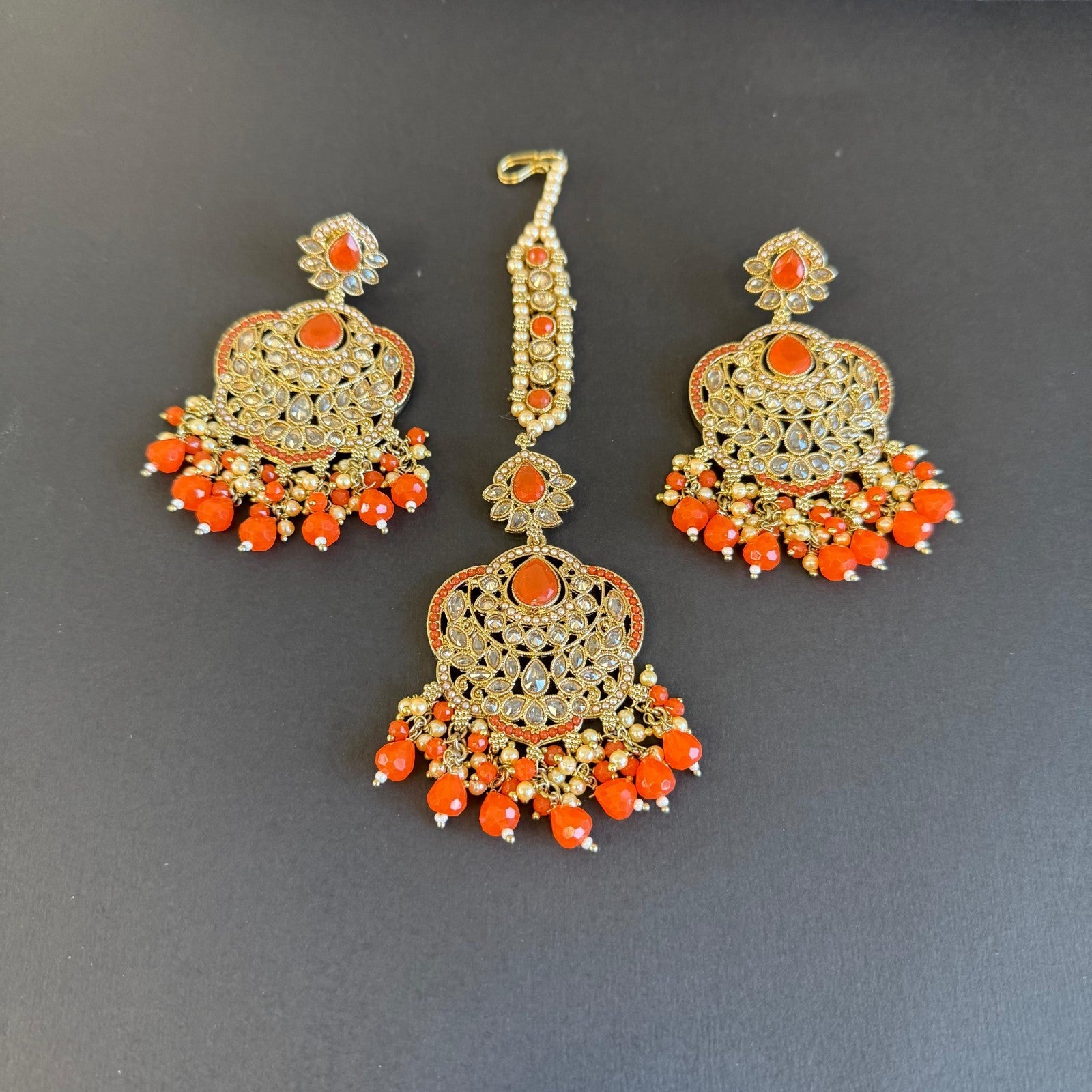 Maang Tikka Earrings Bridal Jewelry Sets Indian Inspired Bollywood Traditional