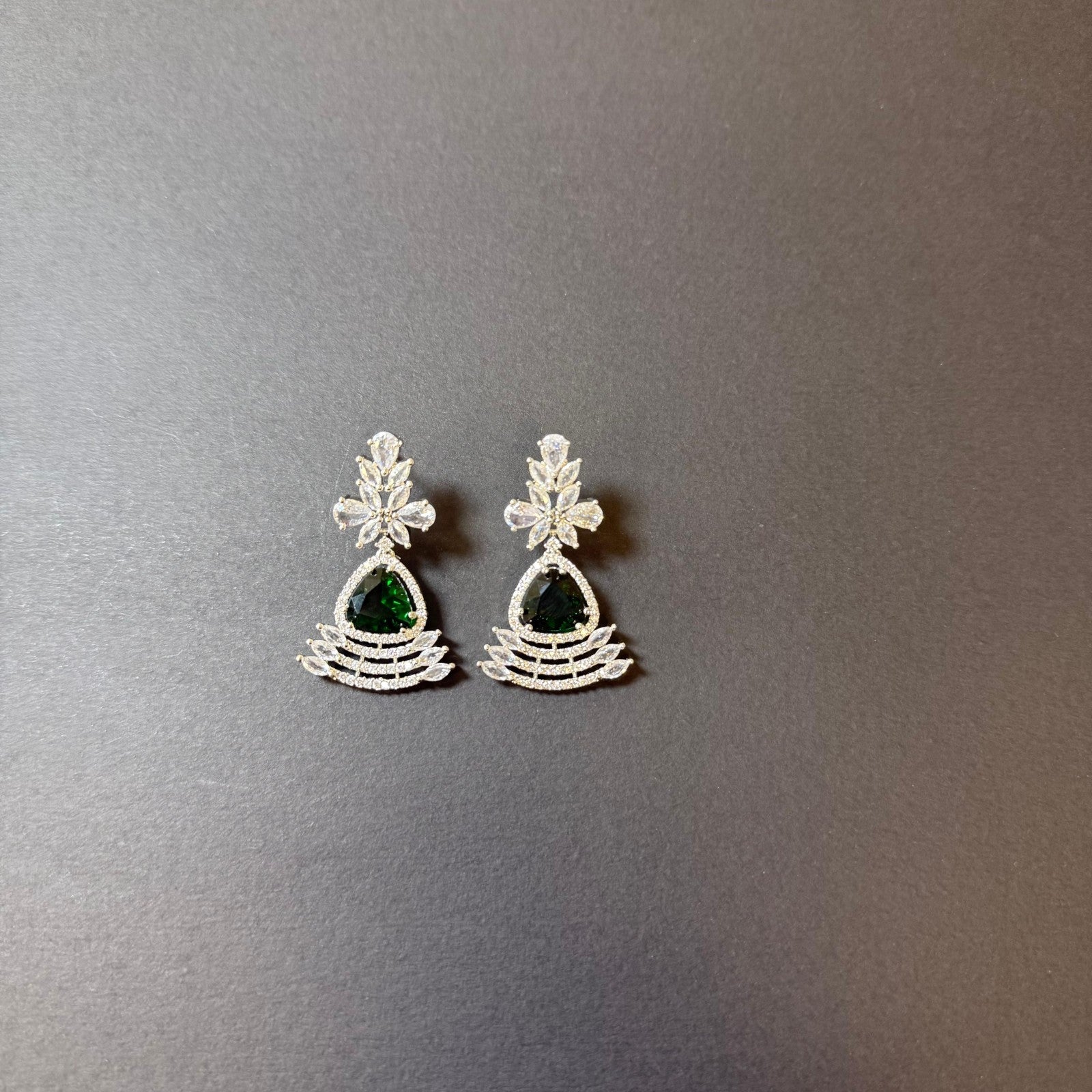 Elegant American Diamond Earrings Women Brass Silver Sparkling Party Wedding UK