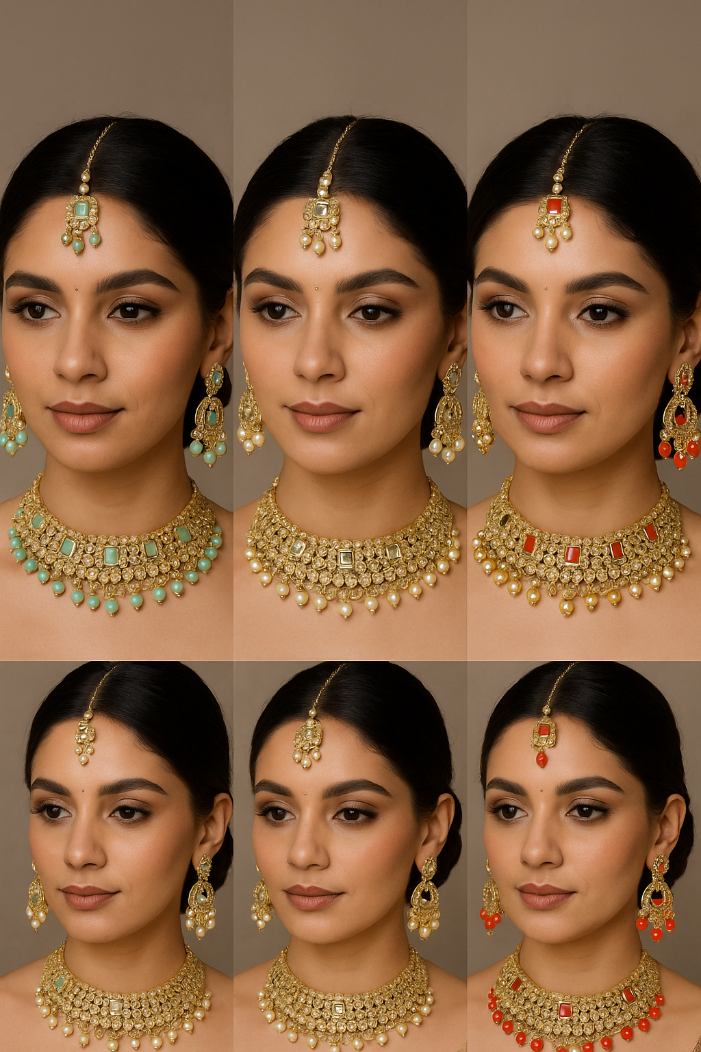 Traditional Indian Weeding Jewelry Set Choker Necklace w/ Earrings Maang Tikka